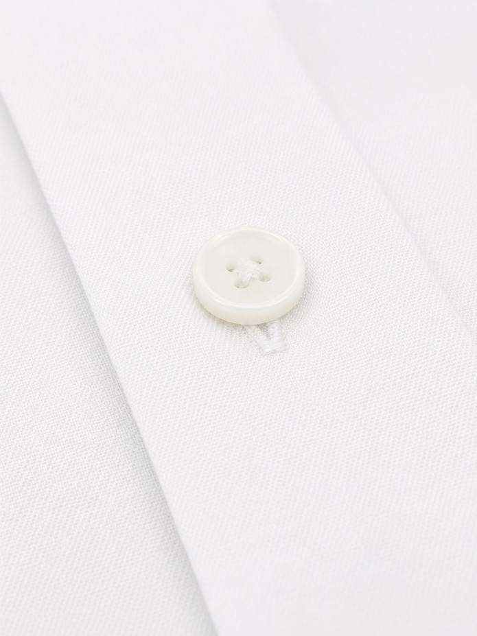 Camisa de cuello italiano de lino y algodón blanca