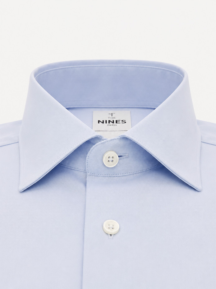 Camisa cuello italiano popelina azul cielo
