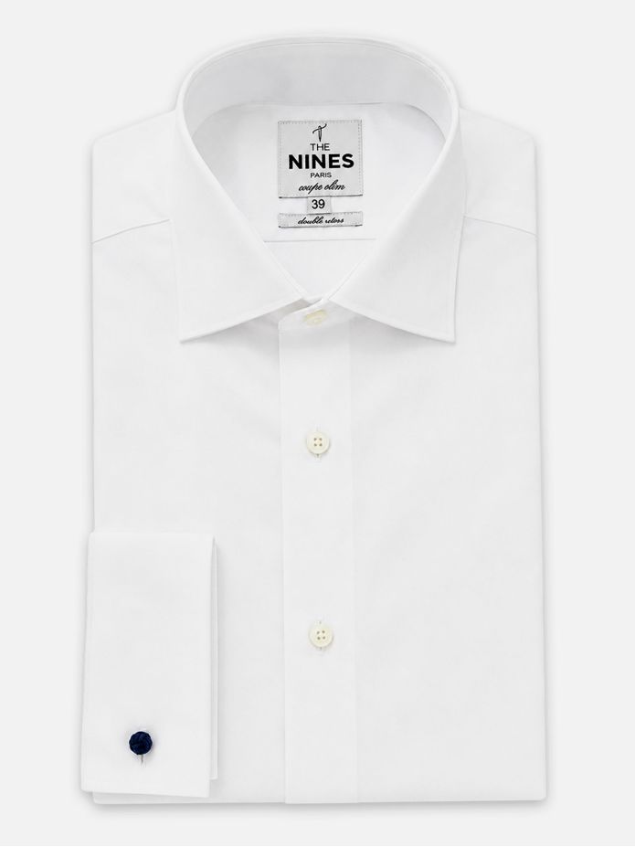 Camisa de ceremonia con cuello italiano y puños para gemelos