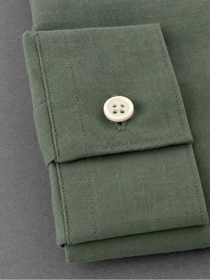 Camisa de gasa de algodón verde con cuello americano