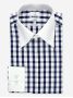 Camisa de cuello francés en sarga vichy azul marino