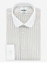 Camisa de cuello redondo antiarrugas con rayas marrones