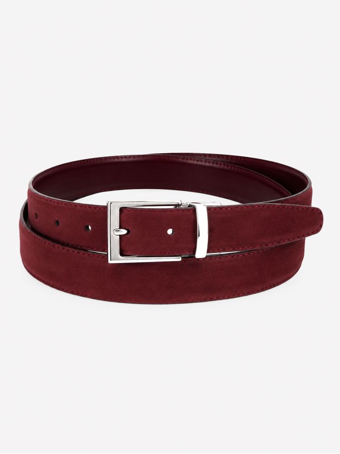 Cinturón reversible burdeos cuero y nobuck - Clint