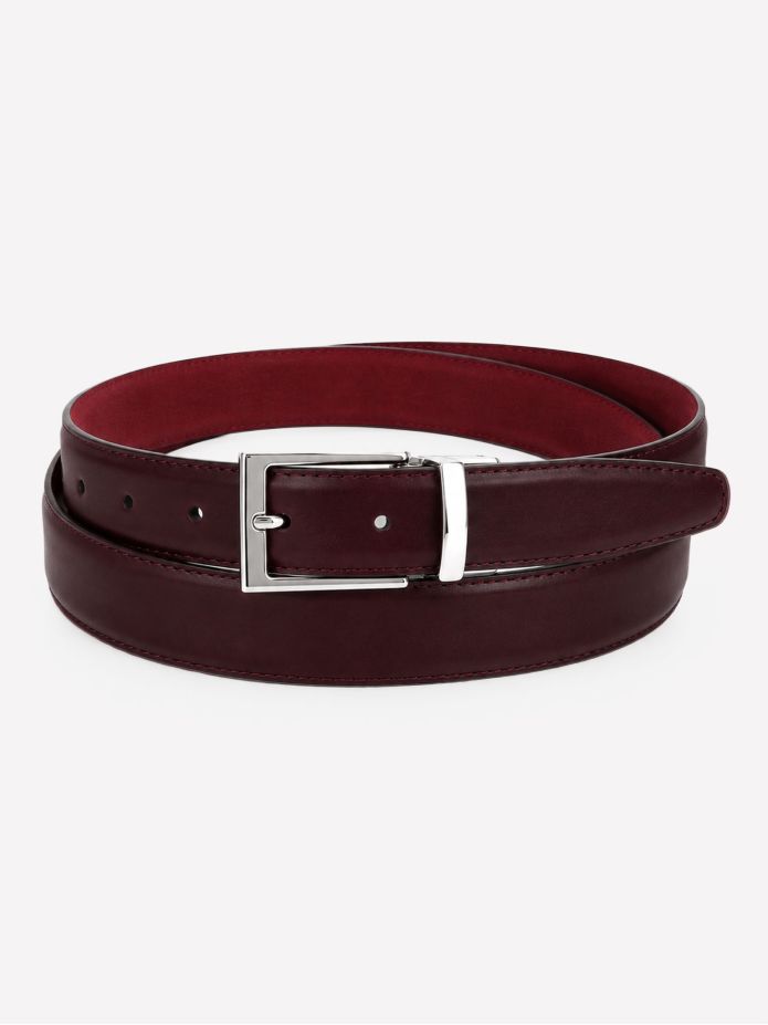 Cinturón reversible burdeos cuero y nobuck - Clint