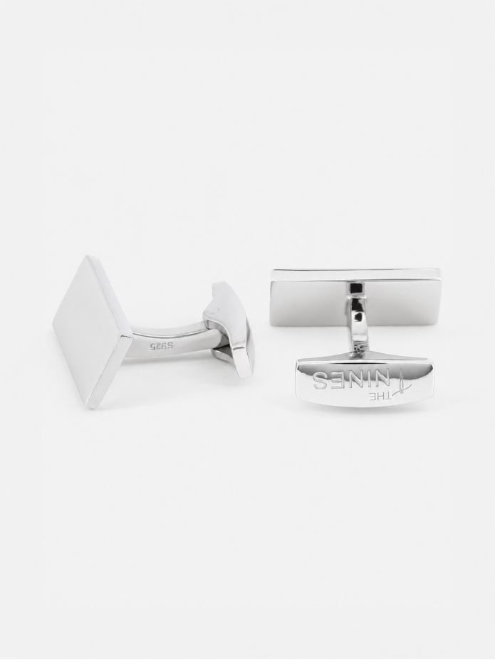 Gemelos rectangulares de plata maciza Brompton