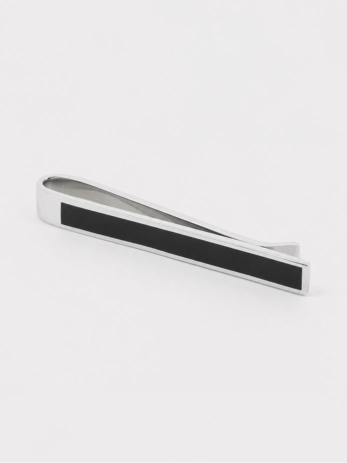 Pinza de corbata de plata maciza y ónix Toledo