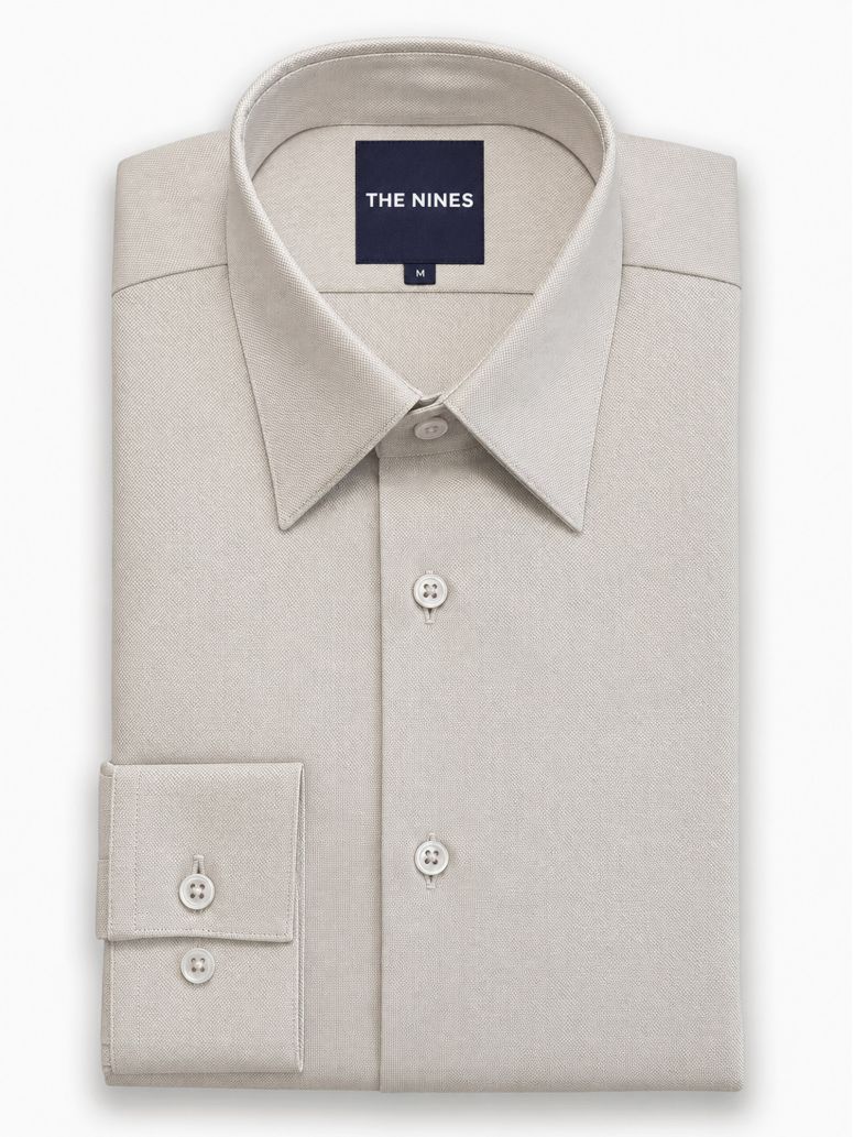 Camisa de cuello francés inarrugable en Royal Oxford beige