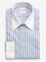 Camisa de cuello francés inarrugable a rayas azul cielo y violeta