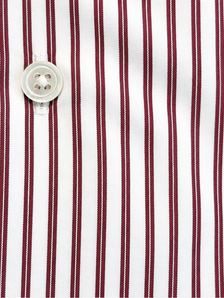Camisa de cuello italiano inarrugable a rayas burdeos