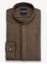 Camisa de cuello Mao en franela marrón