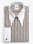 Camisa de rayas marrones con cuello de puntas largas
