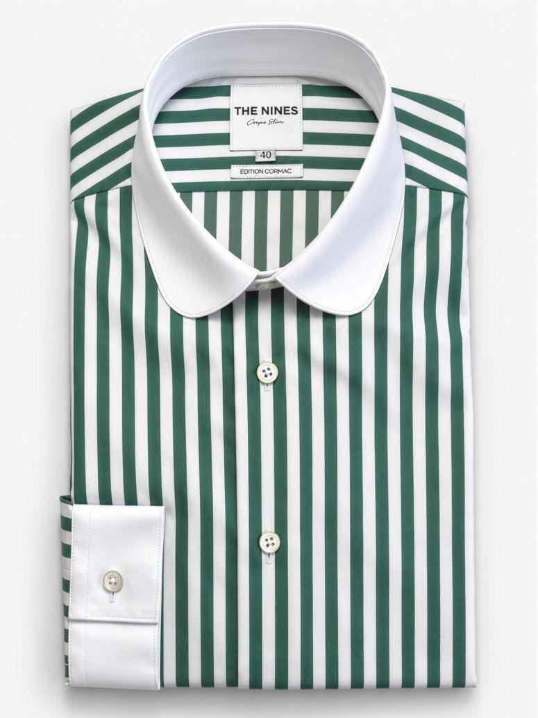 Camisa de cuello redondo a rayas verdes