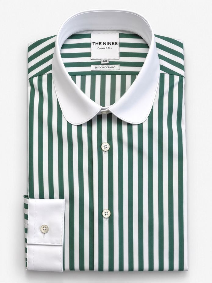 Camisa de cuello redondo a rayas verdes