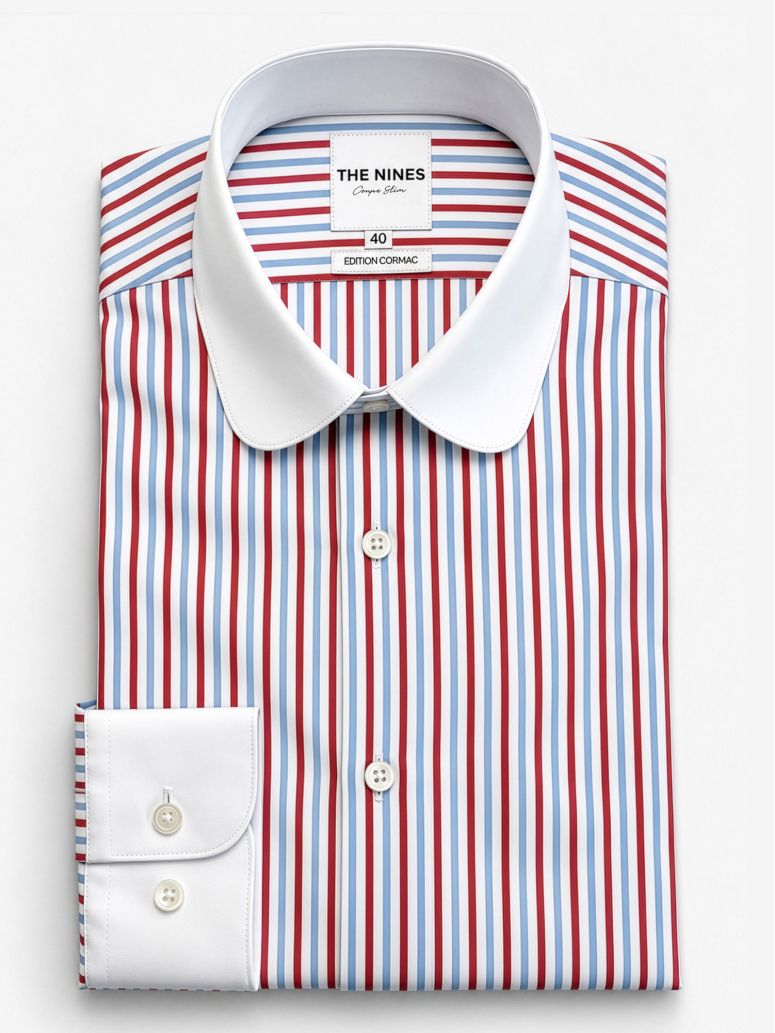 Camisa de cuello redondo a rayas tricolores