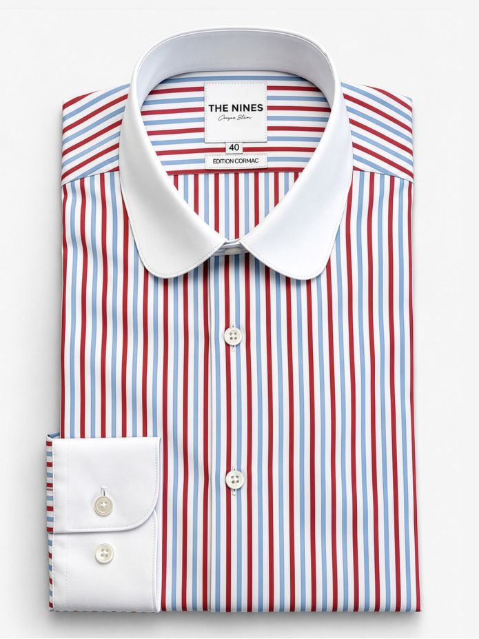 Camisa de cuello redondo a rayas tricolores