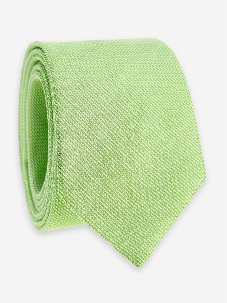 Corbata grenadine de seda y lino verde fresco Capri
