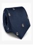 Corbata de seda azul marino con motivos de leones