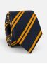 Corbata club de seda azul marino con dobles rayas