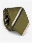 Corbata club de seda verde con rayas marino y crema
