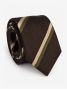 Corbata club de seda marrón con rayas verdes y crema