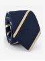 Corbata club de seda azul marino con rayas marrones y crema