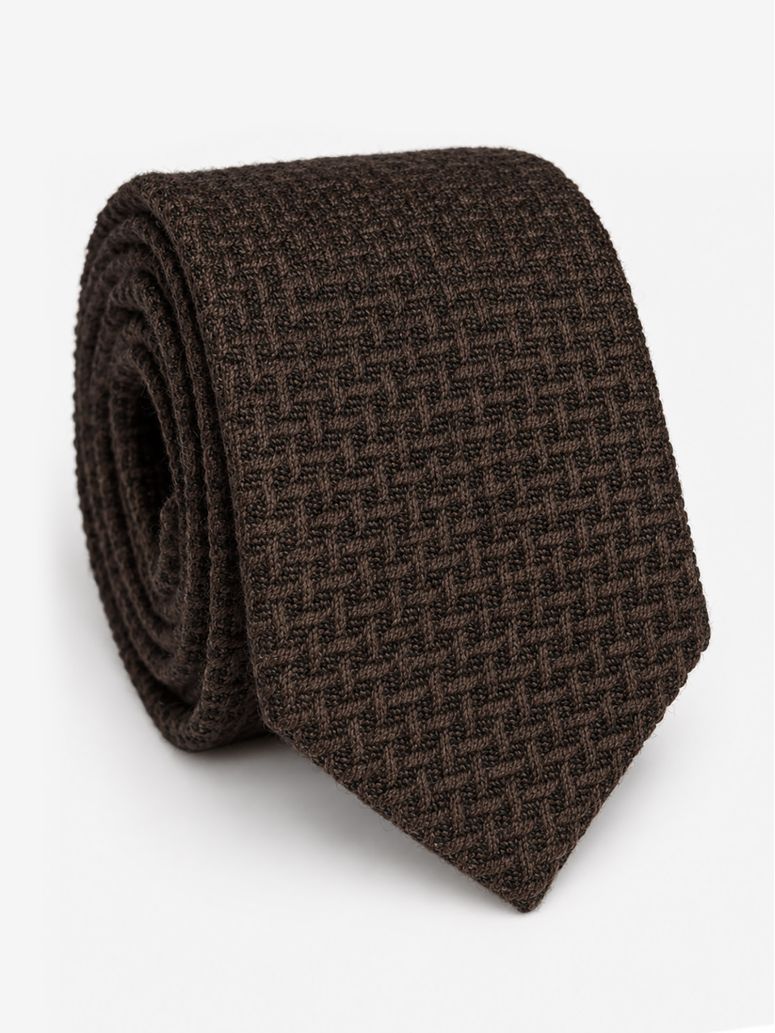 Corbata de lana trenzada marrón