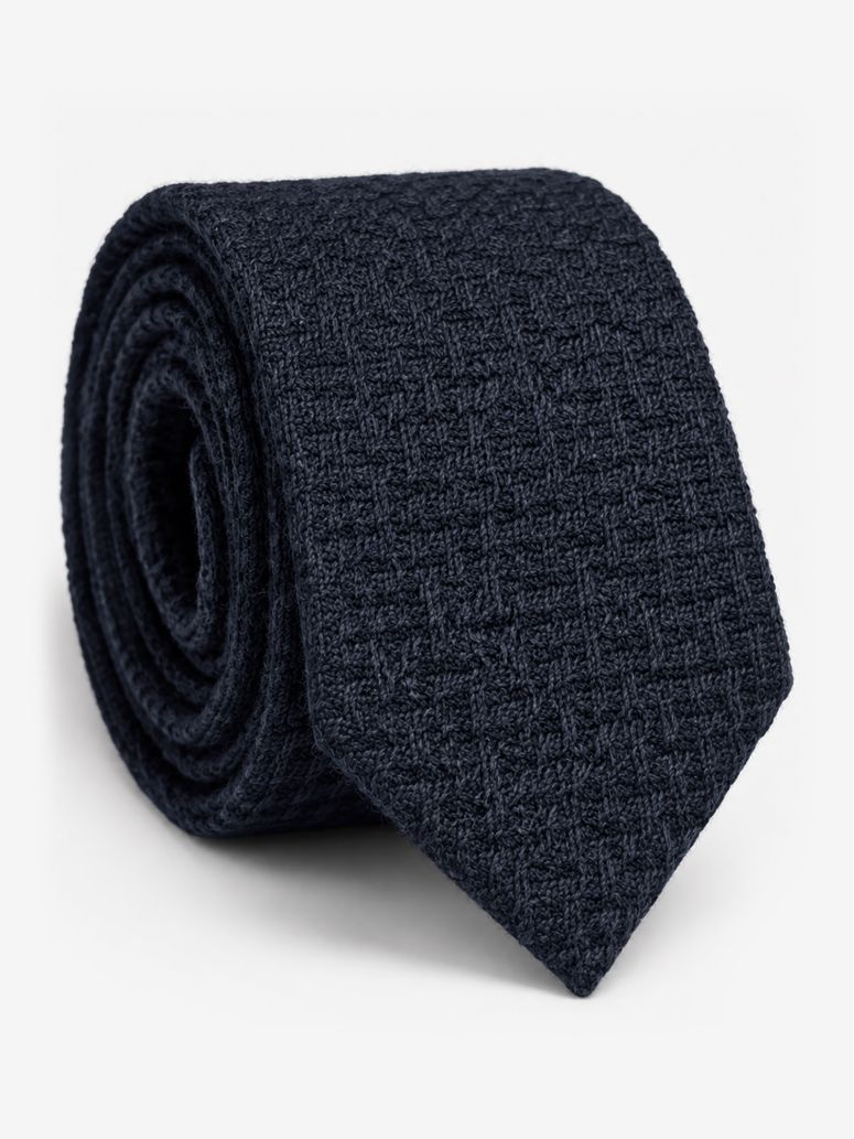 Corbata de lana trenzada azul marino