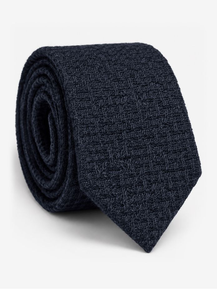 Corbata de lana trenzada azul marino