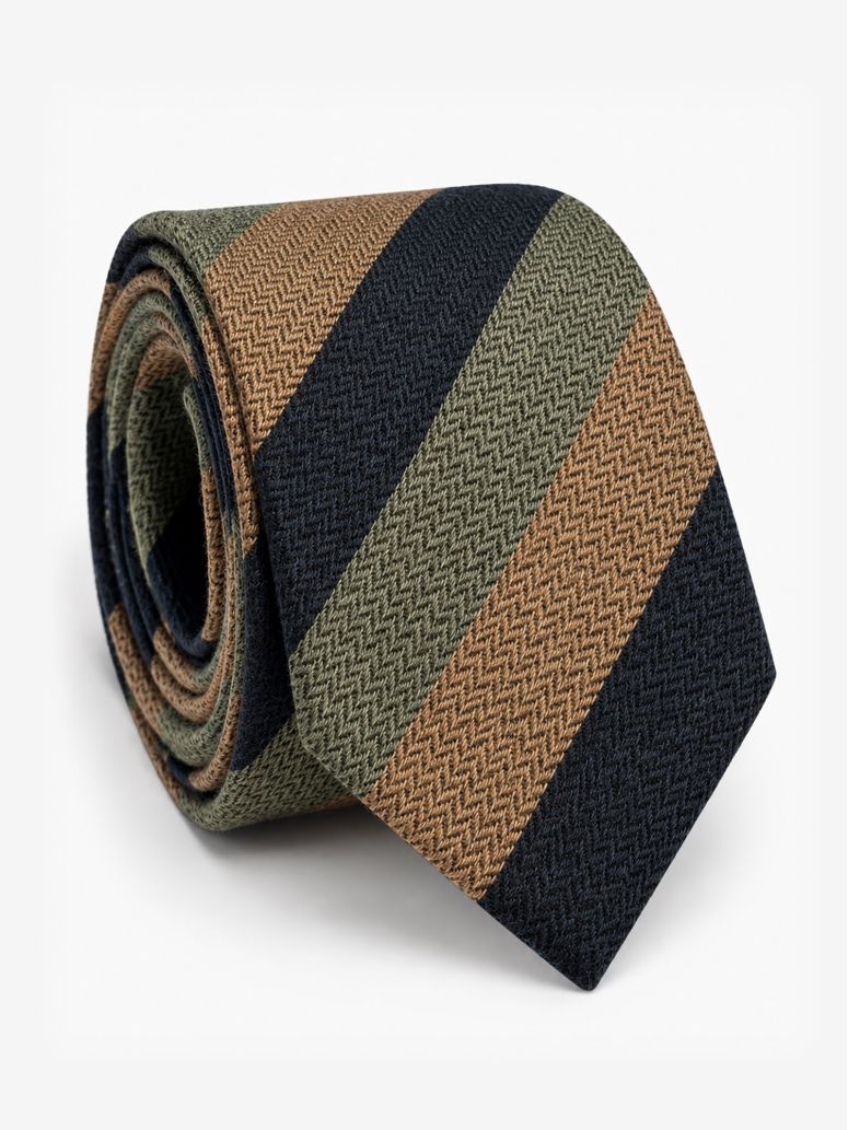 Corbata club de lana marino con rayas verdes