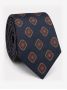 Corbata de seda azul marino con motivos retro