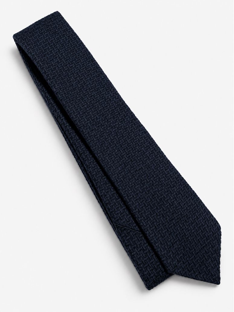 Corbata de lana trenzada azul marino