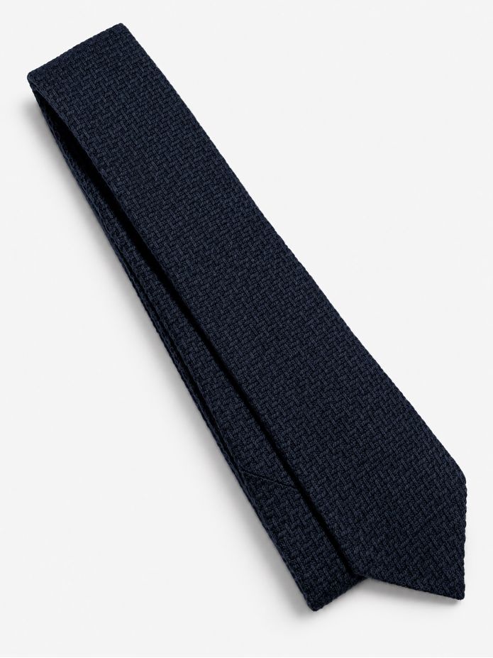 Corbata de lana trenzada azul marino