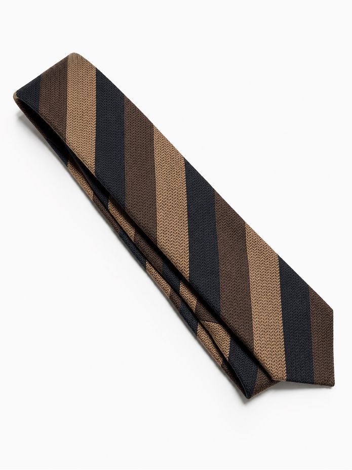 Corbata club de lana azul marino con rayas marrones