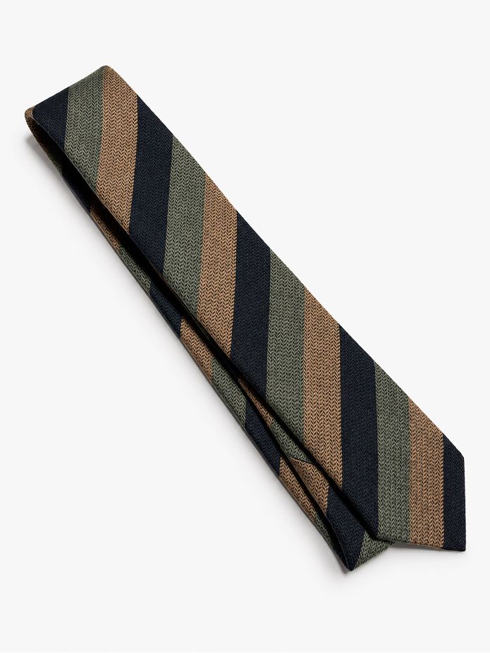 Corbata club de lana marino con rayas verdes