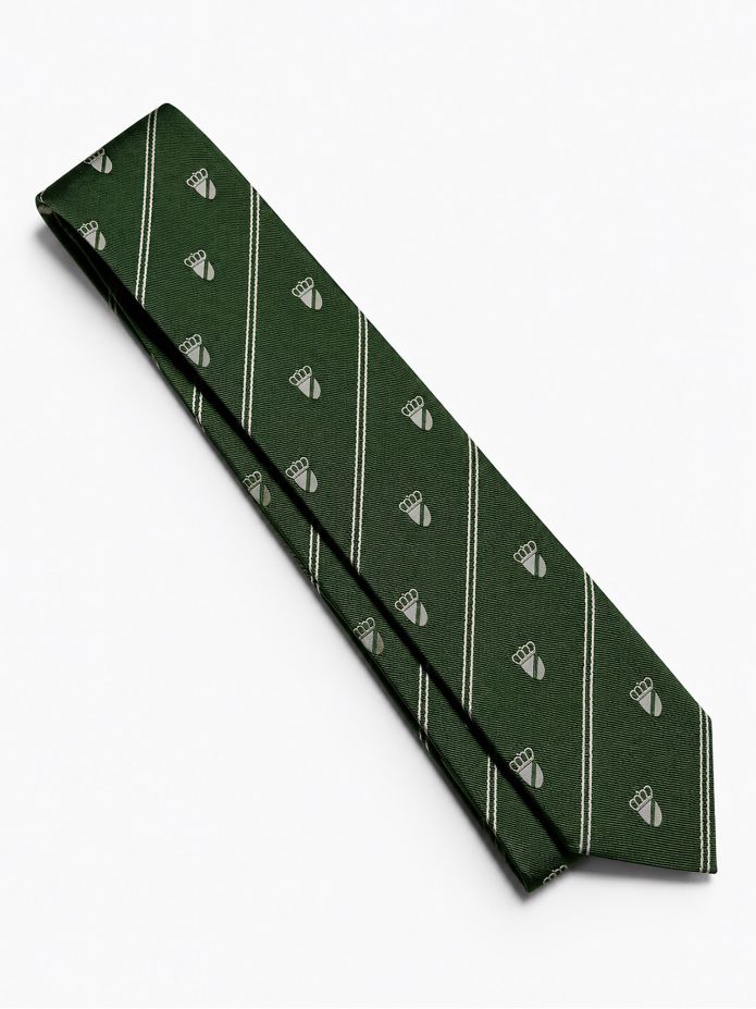 Corbata de seda verde con motivos de escudos