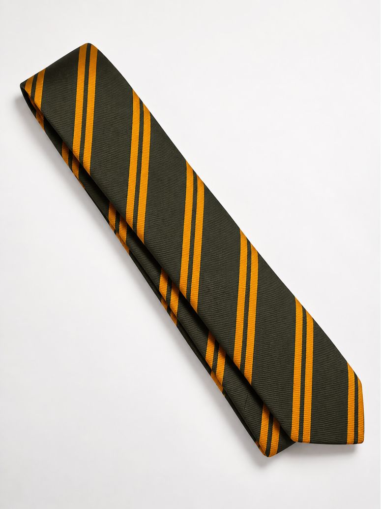 Corbata club de seda verde con rayas dobles