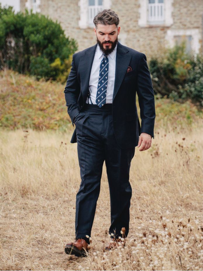 Pantalón de traje gurkha azul marino Dharan