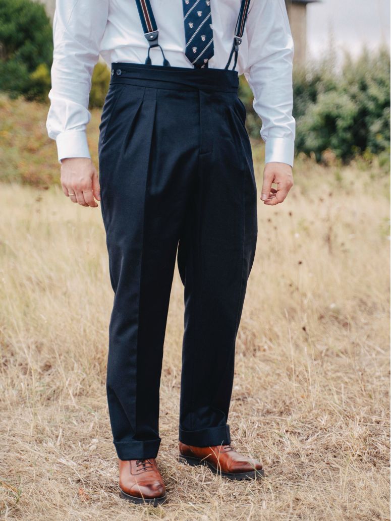 Pantalón de traje gurkha azul marino Dharan