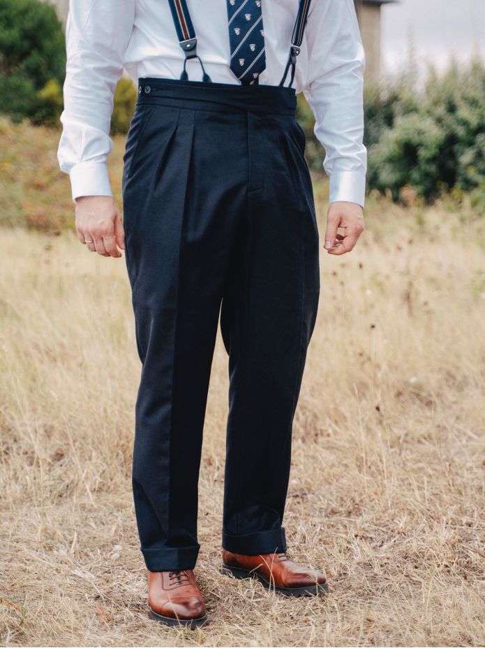 Pantalón de traje gurkha azul marino Dharan