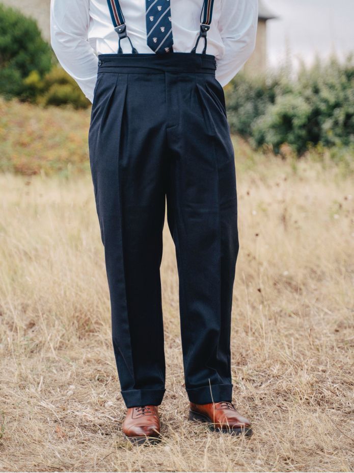 Pantalón de traje gurkha azul marino Dharan