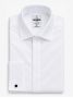 Camisa blanca con puños para gemelos y tapeta oculta cuello italiano