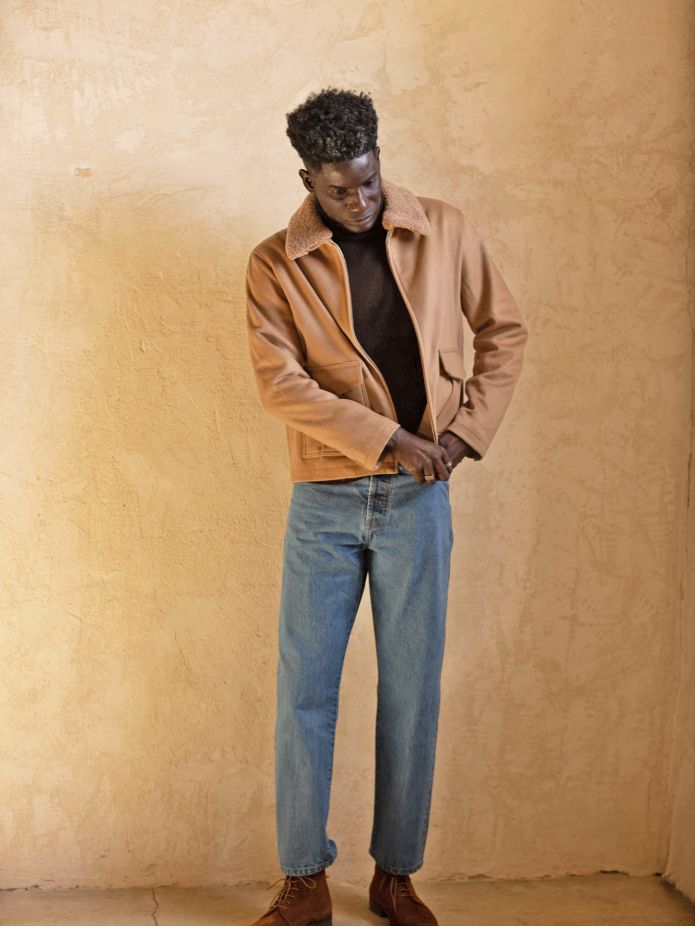 Cazadora con cremallera camel John