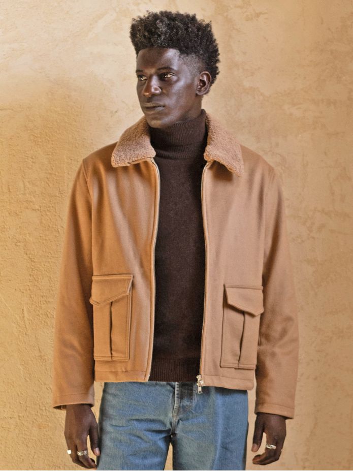 Cazadora con cremallera camel John