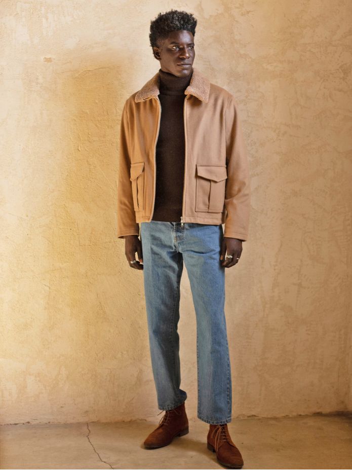 Cazadora con cremallera camel John
