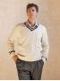 Jersey de cuello en V trenzado crudo Scott