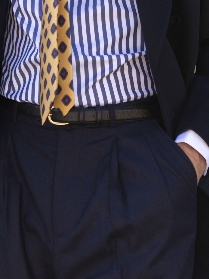 Pantalón de franela azul marino de tiro alto Faro