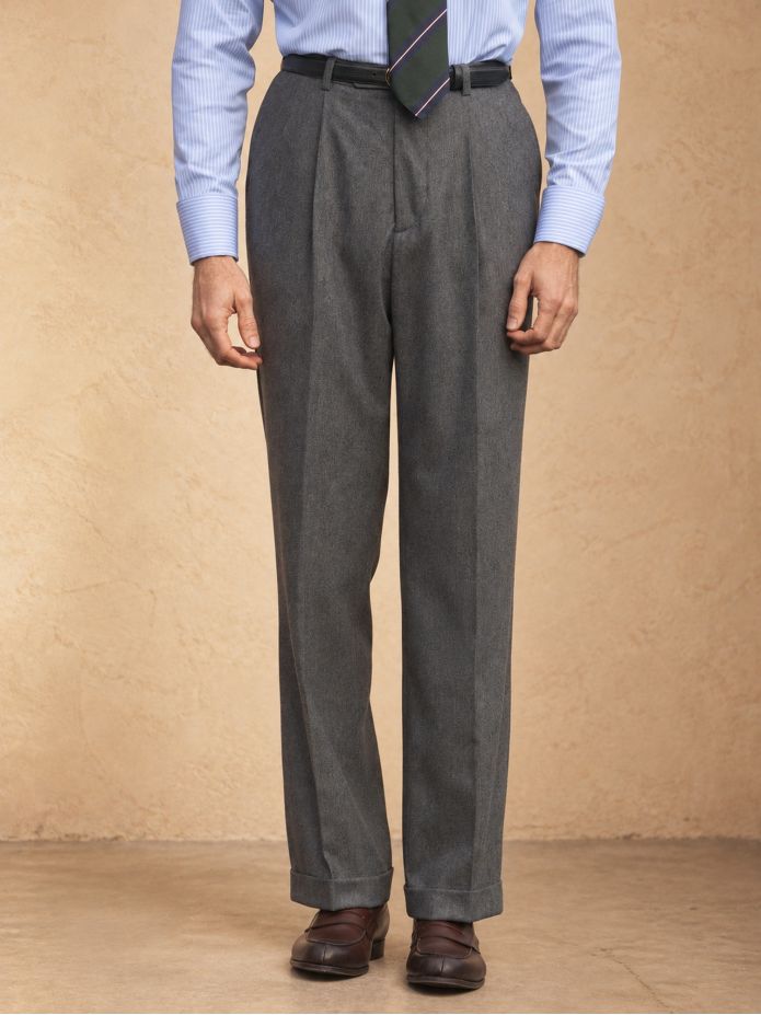 Pantalón de franela gris de tiro alto Faro