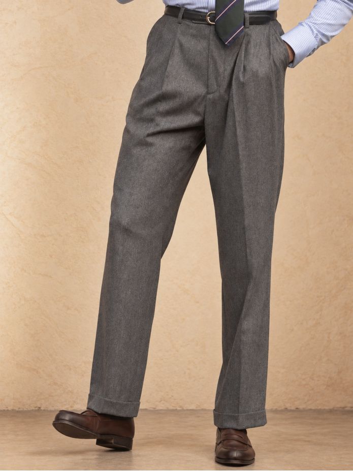 Pantalón de franela gris de tiro alto Faro