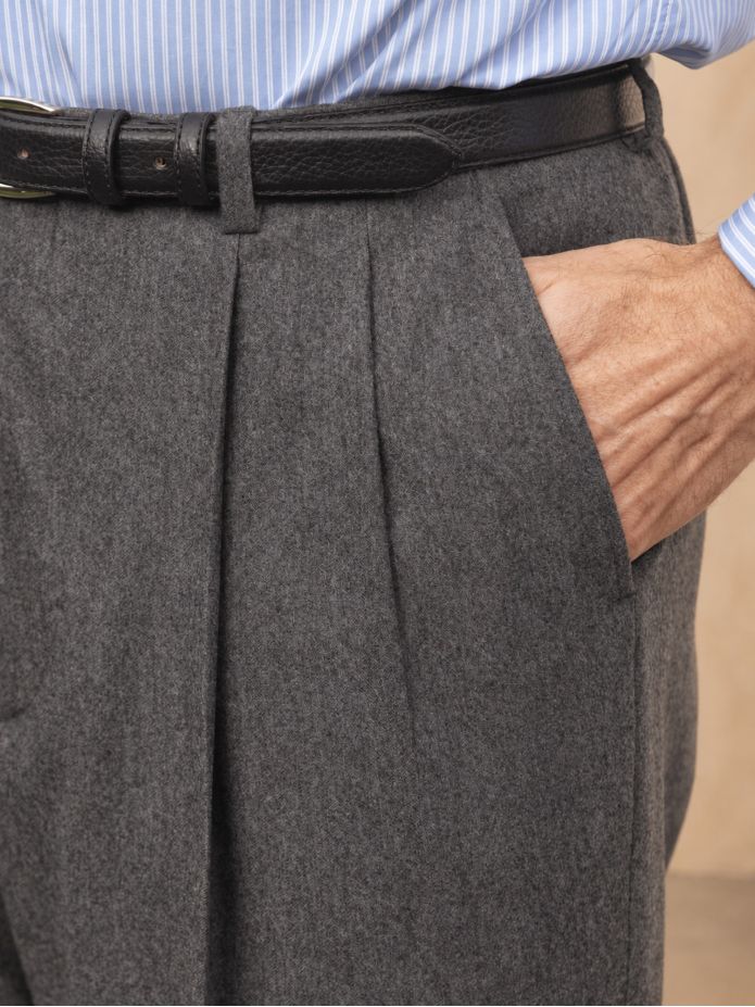 Pantalón de franela gris de tiro alto Faro