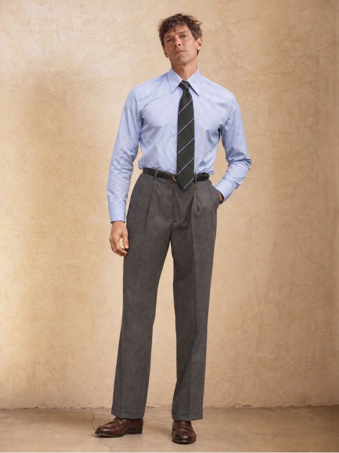 Pantalón de franela gris de tiro alto Faro